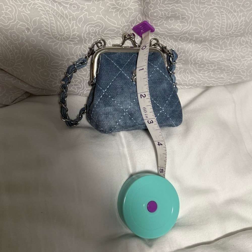 Mini Bag KISS LOCK Denim bag with handle, Crossbody! - Picture 5 of 6
